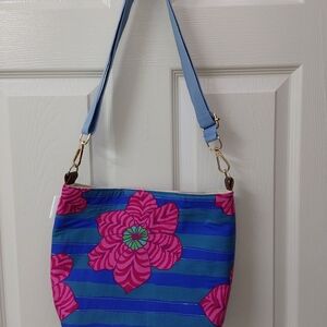Floral Blue and Pink Shoulder Bag
